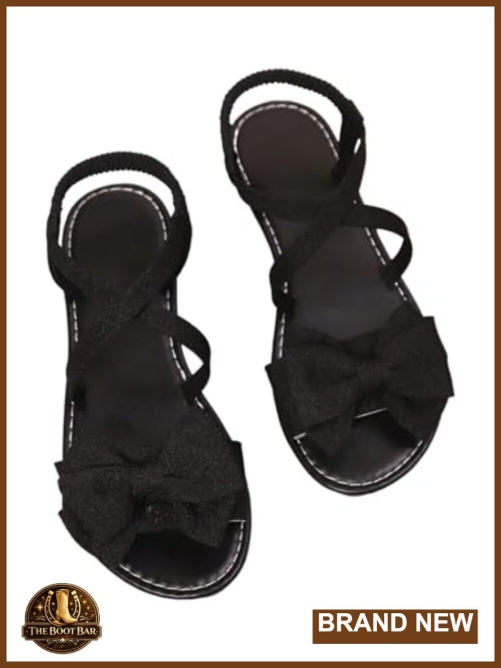 Faux Leather Bow Flat Sandals Dressy Strappy Beach Shoes